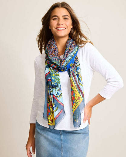 Tommy Bahama | Tile Patch Wrap Scarf / Blue Spruce