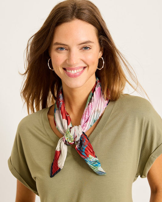 Tommy Bahama | Amaryllis Pleated Diamond Scarf / Cherry