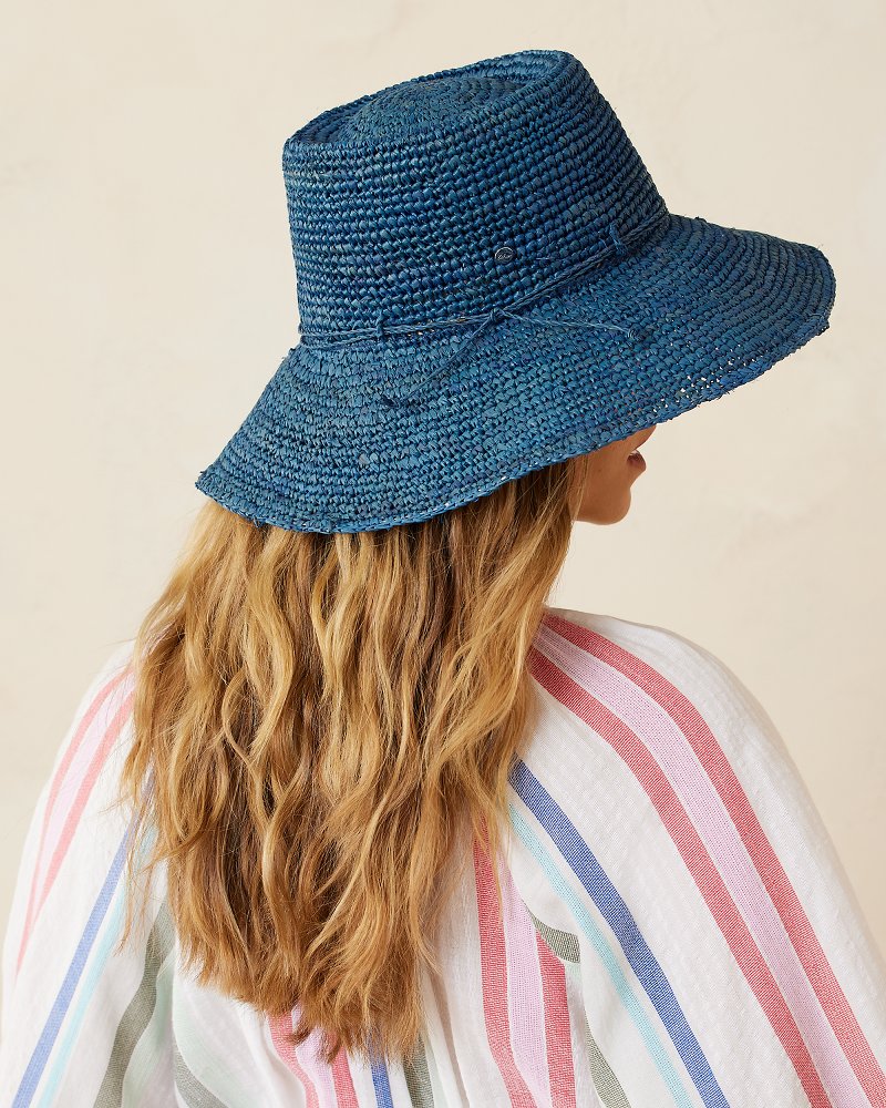 Tommy Bahama | Packable Raffia Bucket Hat / Deep Water Blue