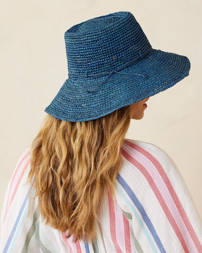 Tommy Bahama | Packable Raffia Bucket Hat / Deep Water Blue