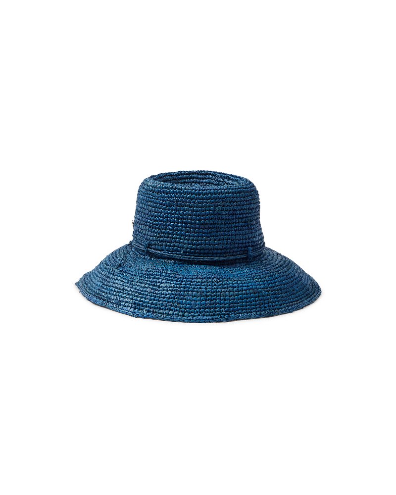 Tommy Bahama | Packable Raffia Bucket Hat / Deep Water Blue