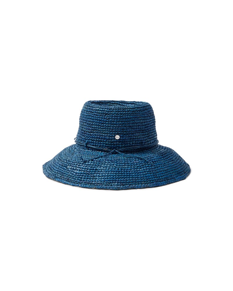 Tommy Bahama | Packable Raffia Bucket Hat / Deep Water Blue