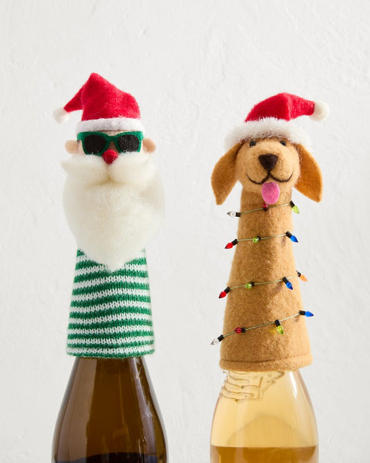 Tommy Bahama | Santa & Retriever Bottle Topper Set / Multicolor