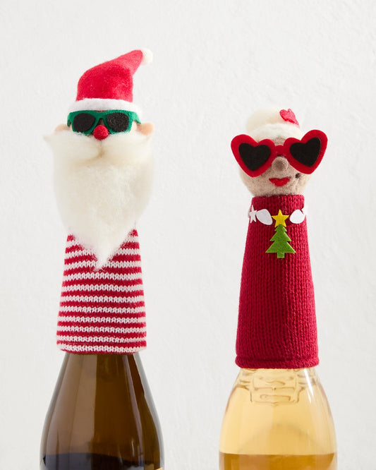 Tommy Bahama | Santa & Mrs. Claus Bottle Topper Set / Multicolor