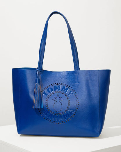 Tommy Bahama | Tommy Bahama Perforated Leather Tote / Blue