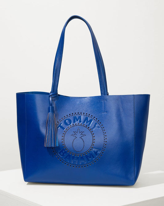 Tommy Bahama | Tommy Bahama Perforated Leather Tote / Blue