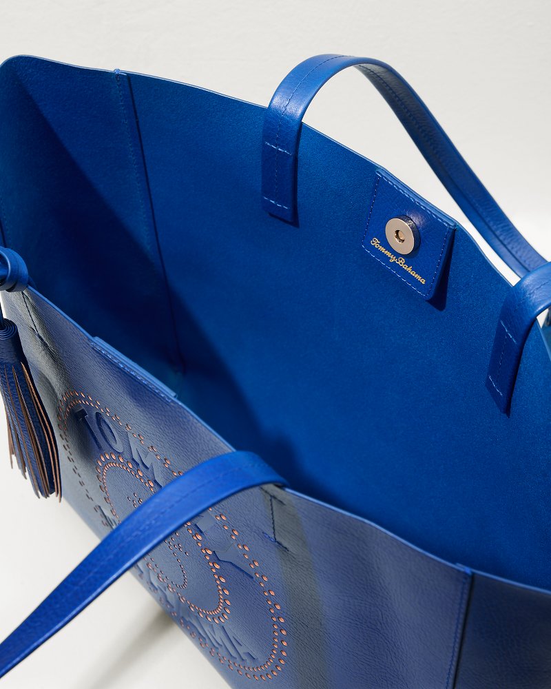 Tommy Bahama | Tommy Bahama Perforated Leather Tote / Blue