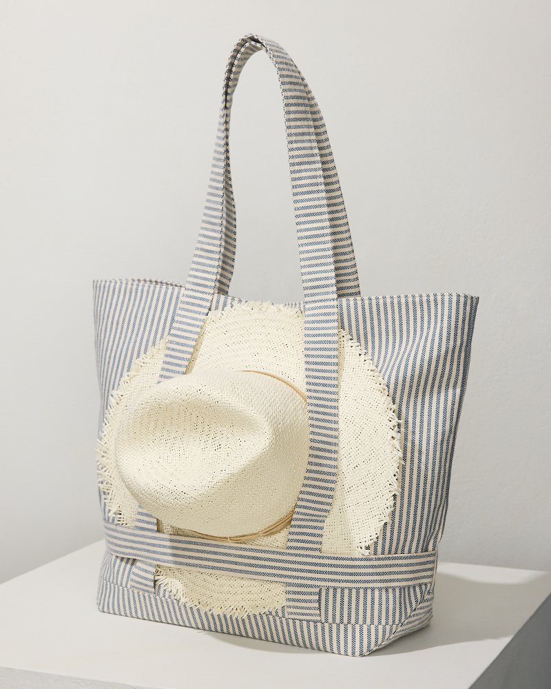 Tommy Bahama | Canvas Traveler Tote / Navy Stripe