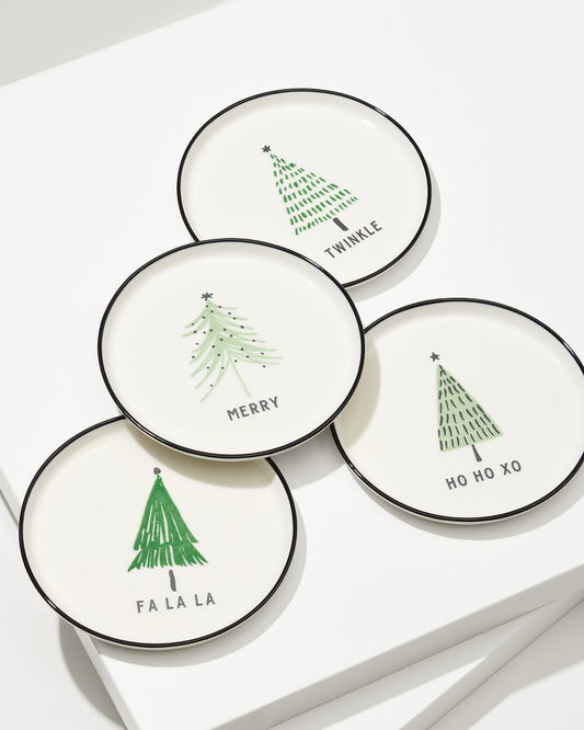 Tommy Bahama | Holiday Tree Appetizer Plates—Set of 4 / Green