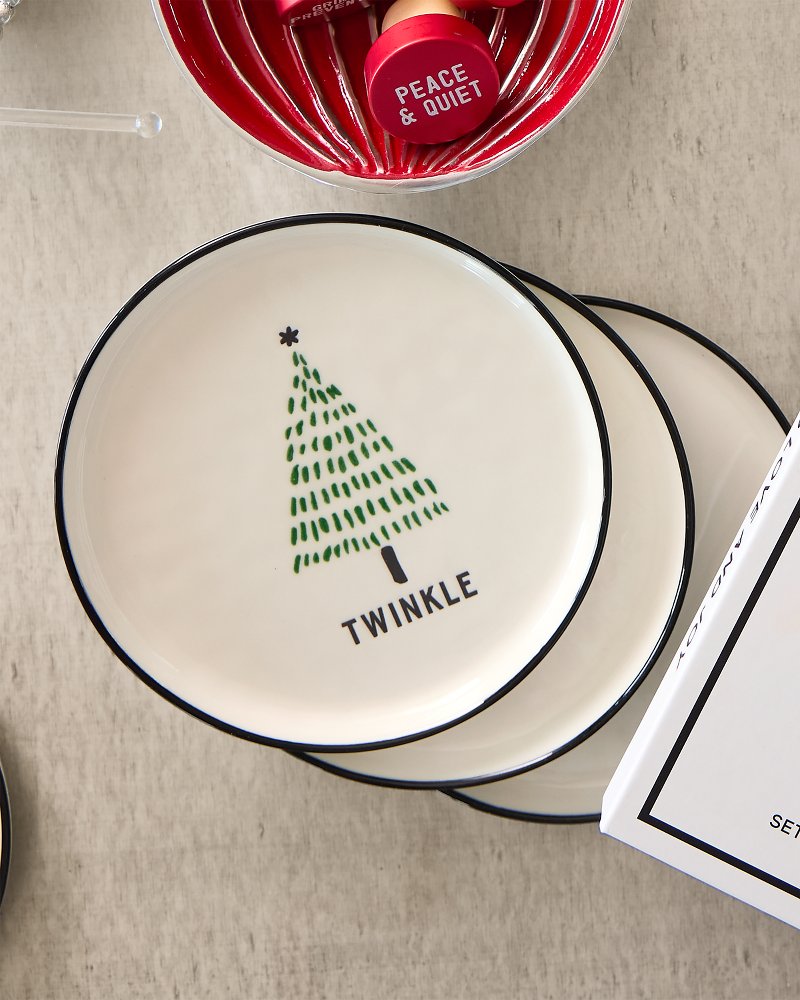 Tommy Bahama | Holiday Tree Appetizer Plates—Set of 4 / Green
