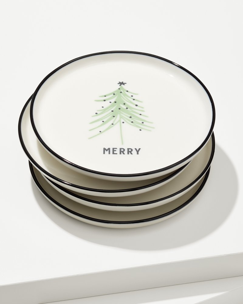 Tommy Bahama | Holiday Tree Appetizer Plates—Set of 4 / Green
