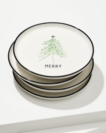 Tommy Bahama | Holiday Tree Appetizer Plates—Set of 4 / Green