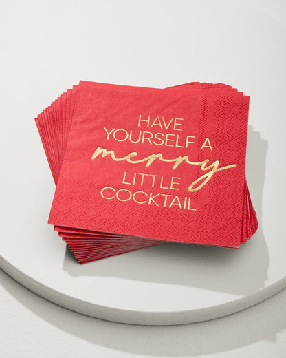 Tommy Bahama | Have Yourself a Merry Little Cocktail Napkins / Red