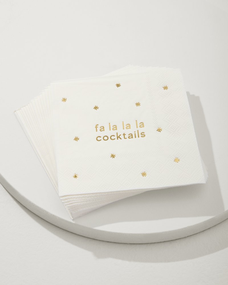 Tommy Bahama | Fa-La-La Cocktail Napkins / White