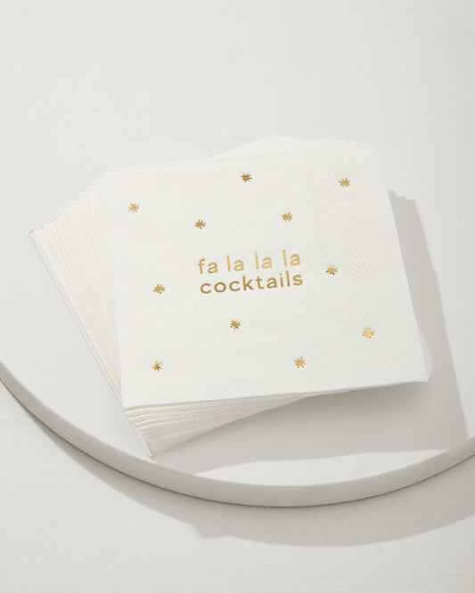 Tommy Bahama | Fa-La-La Cocktail Napkins / White