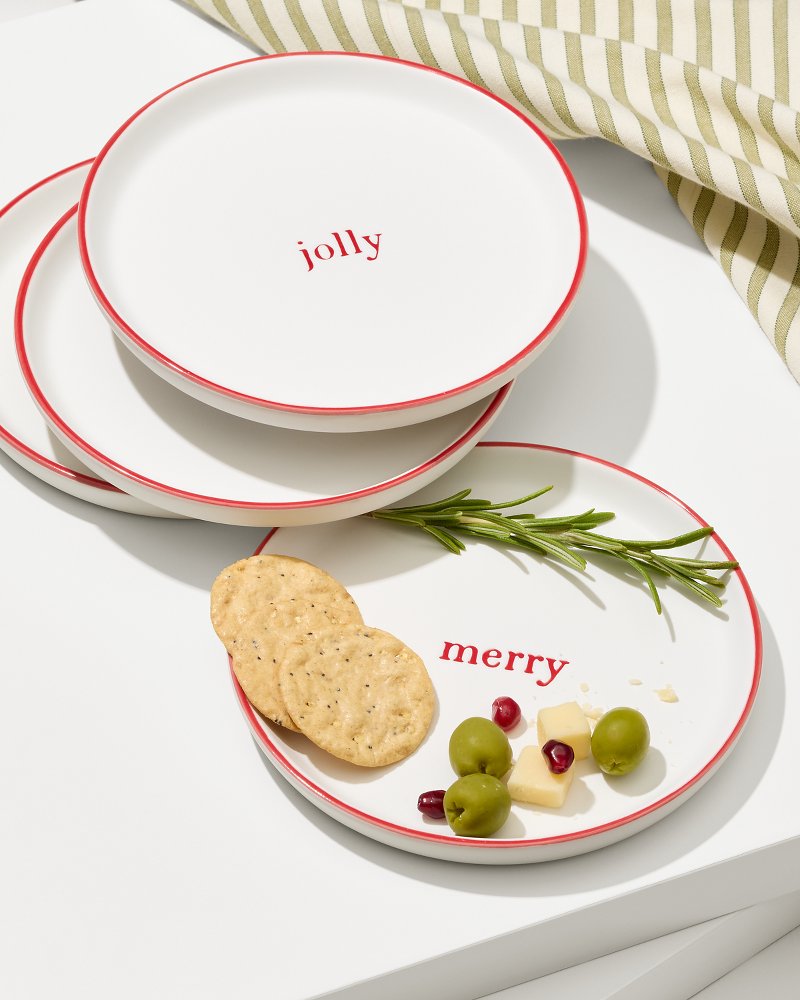 Tommy Bahama | Holiday Appetizer Plates—Set of 4 / Red
