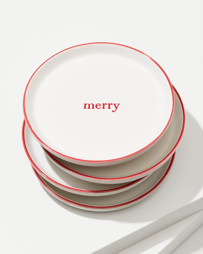 Tommy Bahama | Holiday Appetizer Plates—Set of 4 / Red