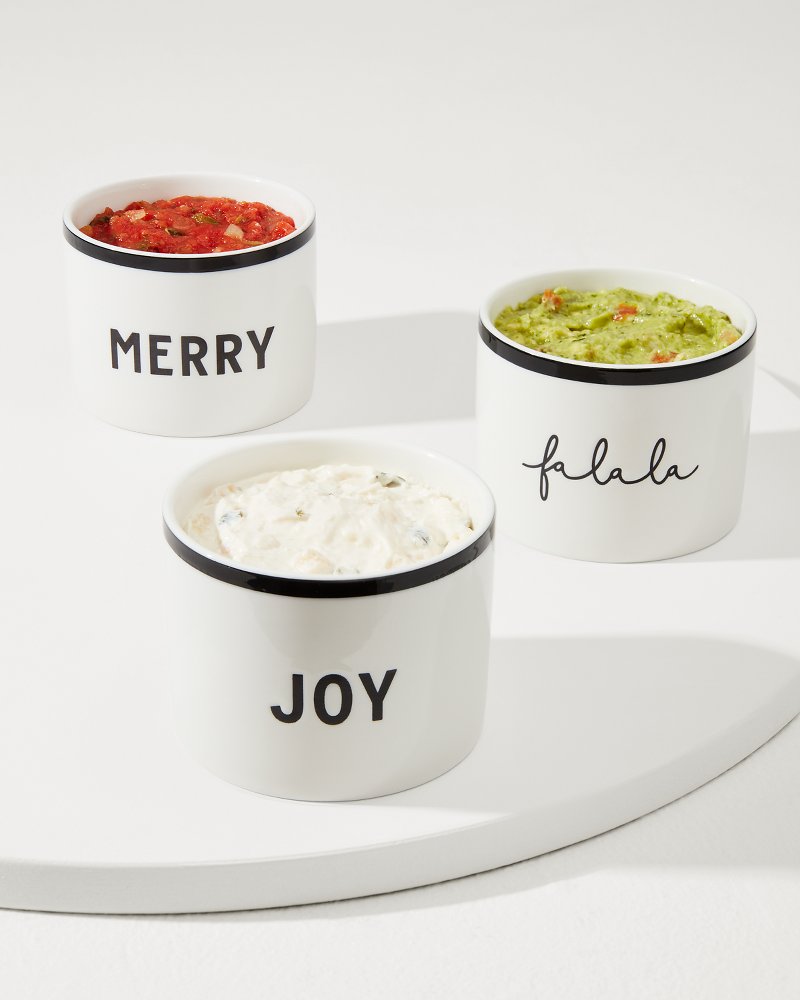 Tommy Bahama | Ceramic Holiday Dip Bowls—Set of 3 / White