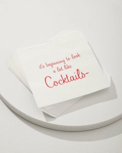 Tommy Bahama | Beginning to Look Like Cocktails Napkins / White