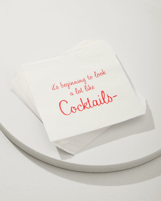 Tommy Bahama | Beginning to Look Like Cocktails Napkins / White