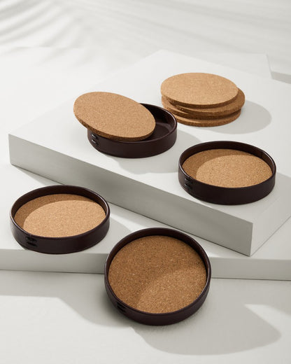 Tommy Bahama | Leather Coasters—Set of 4 / Brown