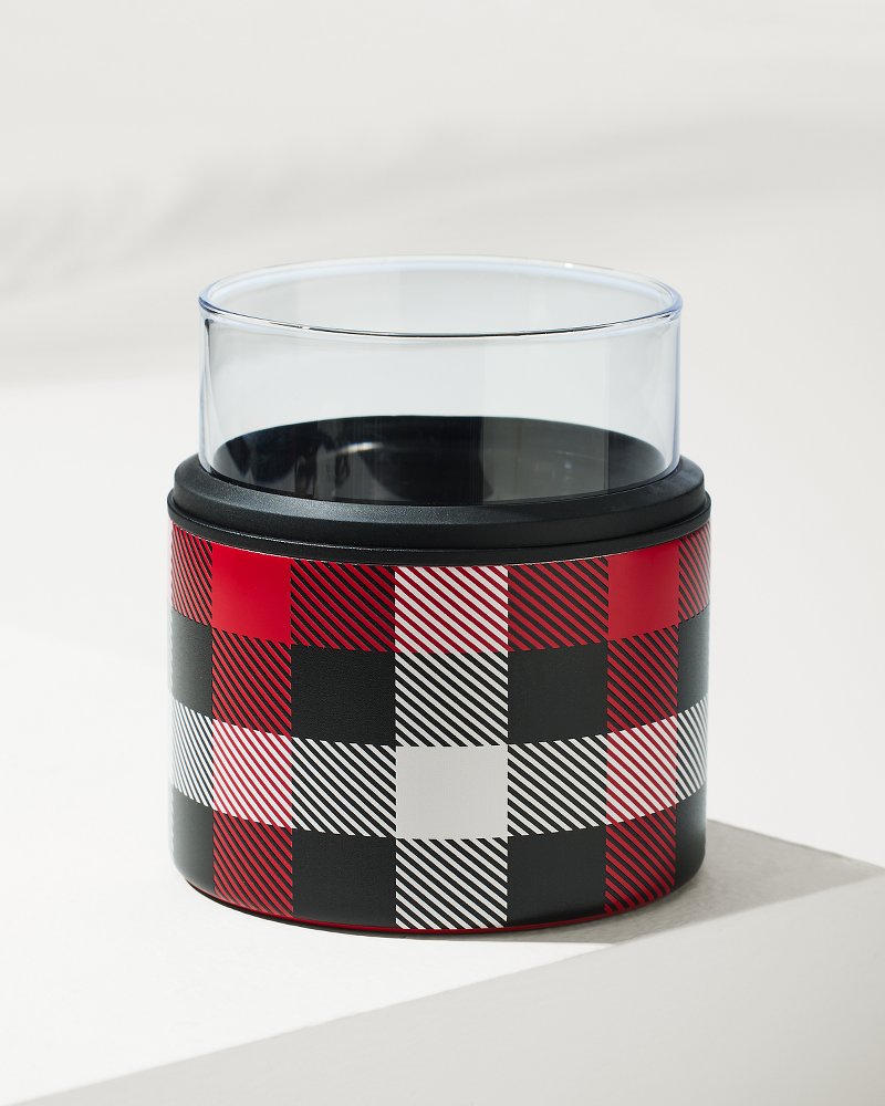 Tommy Bahama | Asobu® On the Rocks Glass & Kuzie - Plaid / Red