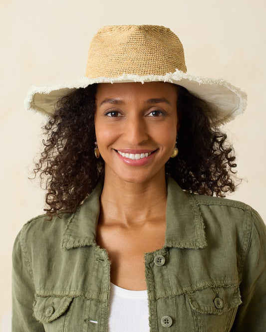Tommy Bahama | Melissa Lux Fringe Raffia Hat / Natural/White/Silver