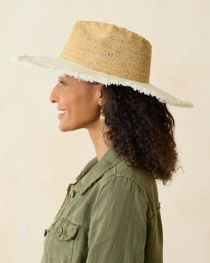Tommy Bahama | Melissa Lux Fringe Raffia Hat / Natural/White/Silver