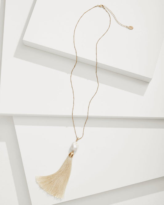 Tommy Bahama | Seaside Pearl Pendant Tassel Necklace / Gold