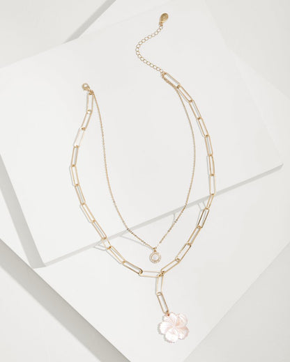 Tommy Bahama | Tropical Blooms Hibiscus Charm Layered Necklace / Pink