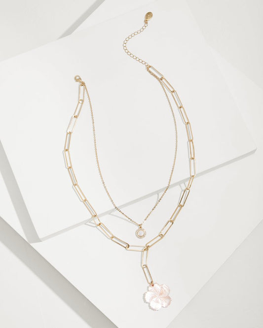 Tommy Bahama | Tropical Blooms Hibiscus Charm Layered Necklace / Pink