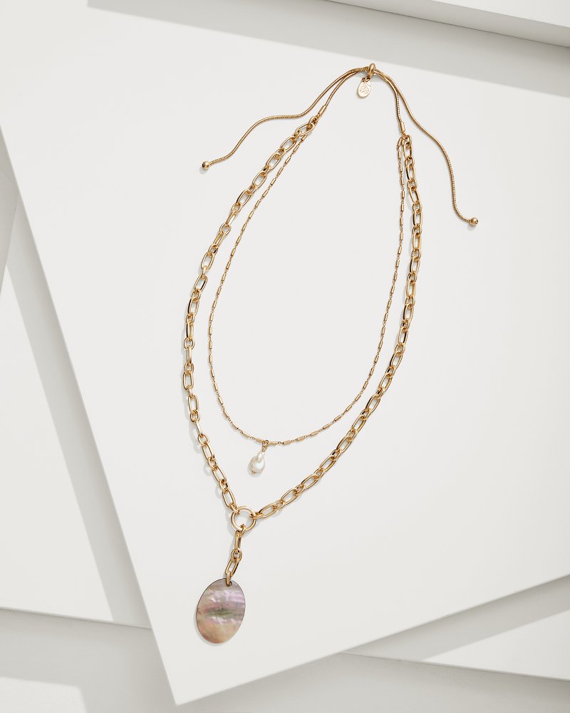 Tommy Bahama | Seaside Layered Shell and Pearl Pendant Necklace / Gold