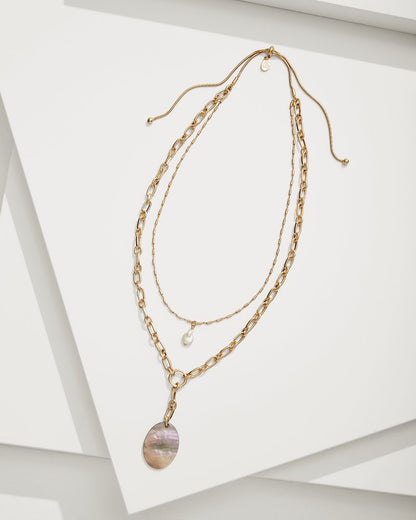 Tommy Bahama | Seaside Layered Shell and Pearl Pendant Necklace / Gold