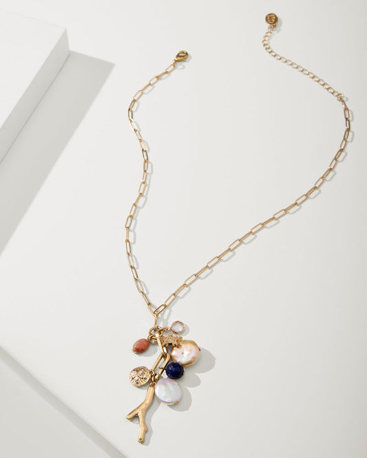 Tommy Bahama | Indigo Bay Semiprecious Stone & Pearl Charm Necklace / Gold Multi