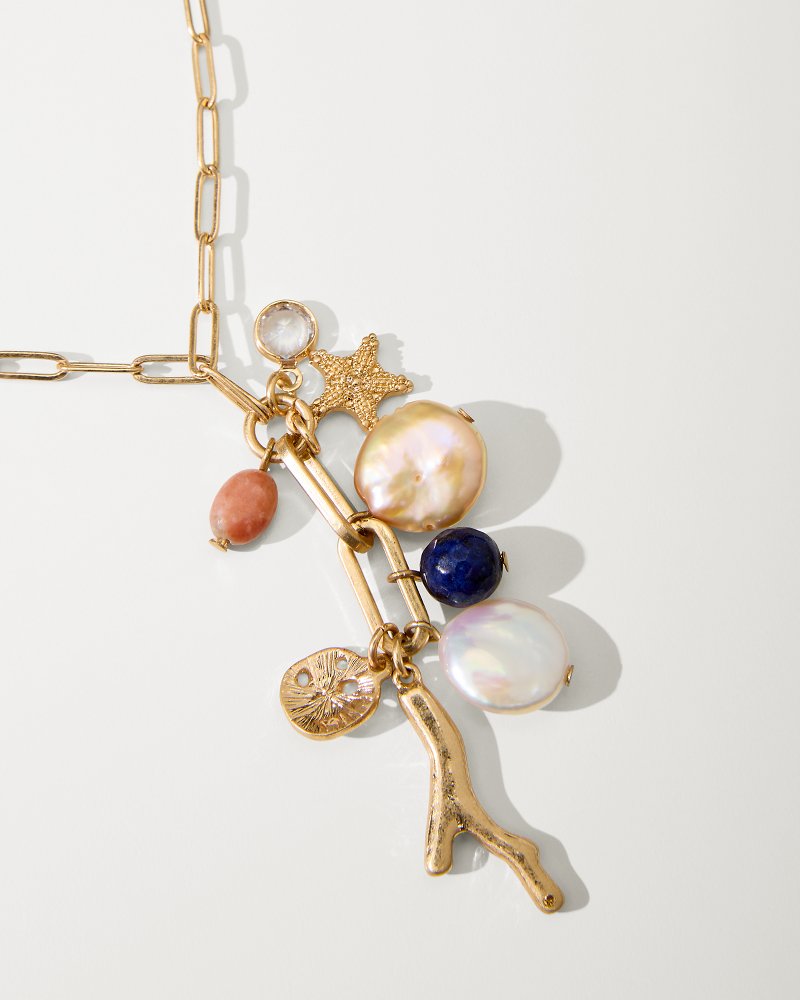 Tommy Bahama | Indigo Bay Semiprecious Stone & Pearl Charm Necklace / Gold Multi