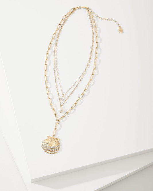 Tommy Bahama | Sanibel Island Layered Shell Pendant Necklace / Gold