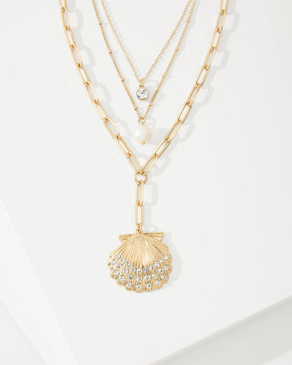 Tommy Bahama | Sanibel Island Layered Shell Pendant Necklace / Gold