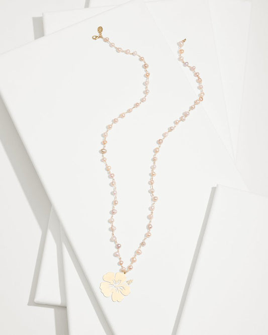 Tommy Bahama | Tropical Blooms Hibiscus Pendant Pearl Necklace / Pink
