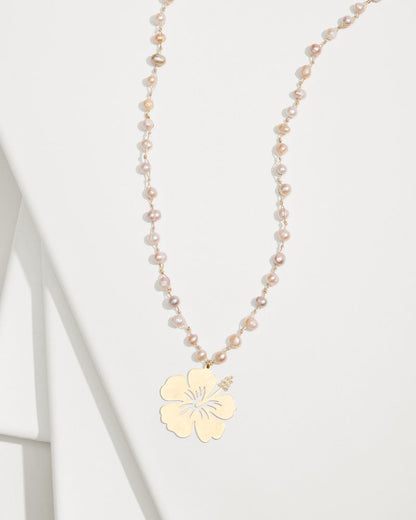 Tommy Bahama | Tropical Blooms Hibiscus Pendant Pearl Necklace / Pink