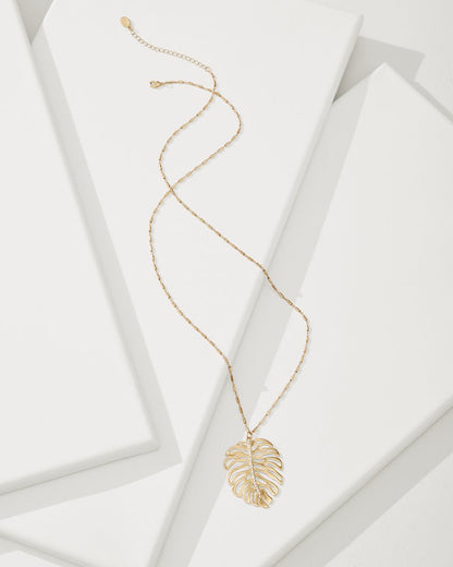 Tommy Bahama | Tropical Blooms Monstera Pendant Necklace / Gold