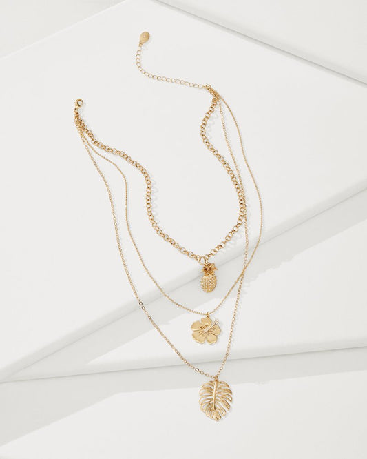 Tommy Bahama | Tropical Blooms Multi-Row Layered Charm Necklace / Gold