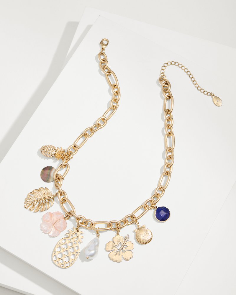 Tommy Bahama | Tropical Blooms Statement Charm Necklace / Gold