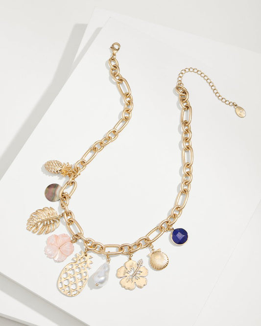 Tommy Bahama | Tropical Blooms Statement Charm Necklace / Gold