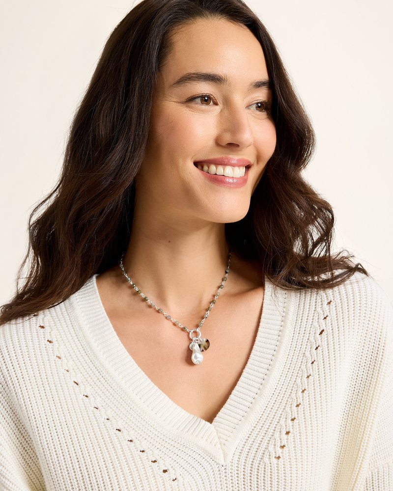 Tommy Bahama | Marco Island Shell and Mother of Pearl Pendant Necklace / Silver