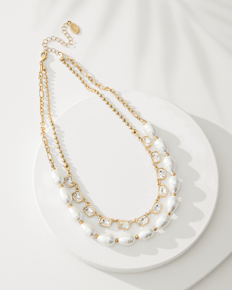 Tommy Bahama | Tidal Treasure Baroque Pearl and Stone Layered Necklace / Gold