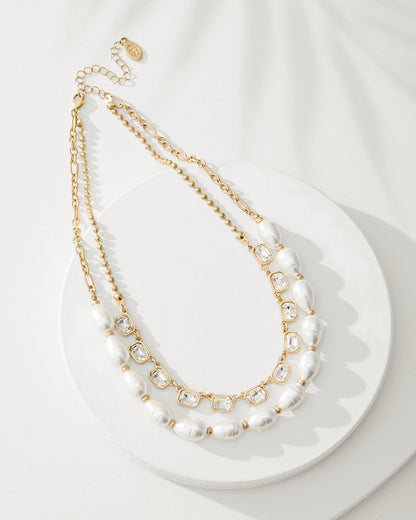 Tommy Bahama | Tidal Treasure Baroque Pearl and Stone Layered Necklace / Gold
