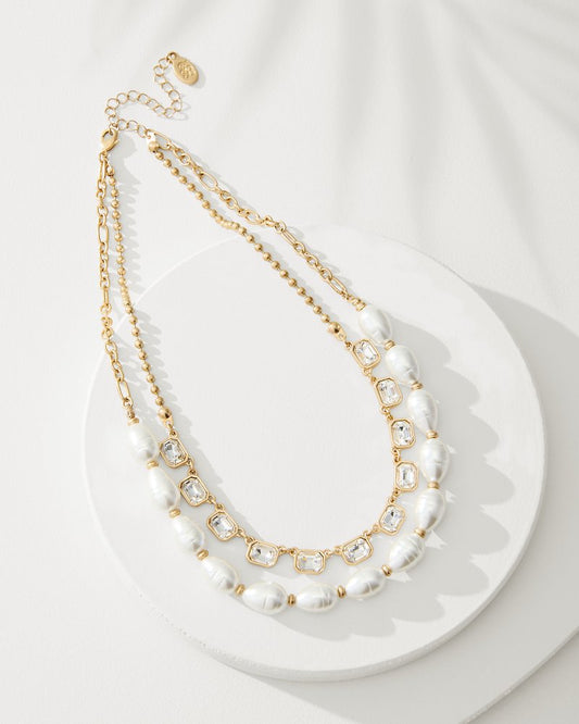 Tommy Bahama | Tidal Treasure Baroque Pearl and Stone Layered Necklace / Gold