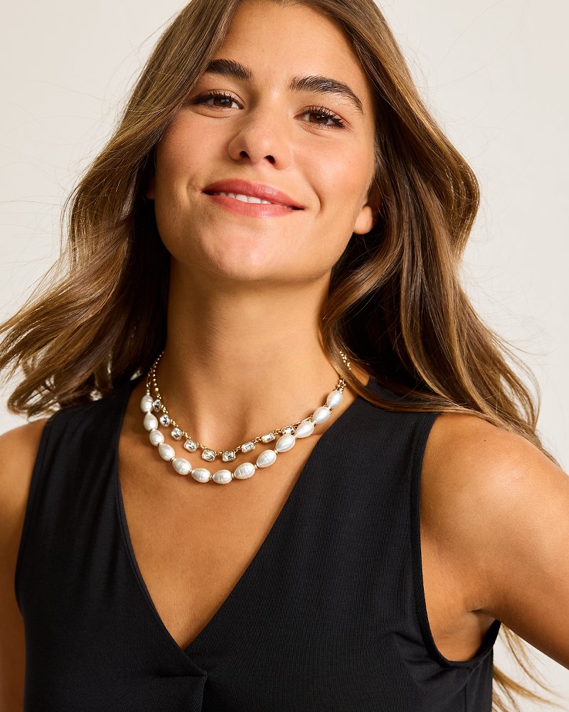 Tommy Bahama | Tidal Treasure Baroque Pearl and Stone Layered Necklace / Gold