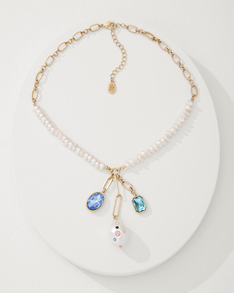 Tommy Bahama | Tidal Treasure Pearl and Stone Charm Necklace / Gold