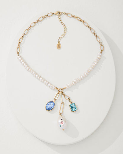 Tommy Bahama | Tidal Treasure Pearl and Stone Charm Necklace / Gold